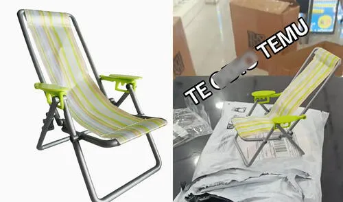 Compró una silla playera en tienda Temu y recibió una miniatura de 10 centímetros