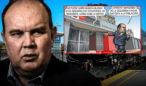 Carlincatura de hoy, domingo 6 de julio, sobre los trenes de Rafael López Aliaga. Foto: Composición/LR Rafael López Aliaga