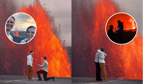El meterorólogo Marcus Hustedde le pidió matrimonio a su pareja Ashley en plena erupción del volcán Kilauea. Foto: Composición LR/societyviewpoint - Instagram/AccuWeather - Yahoo