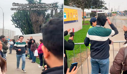 El postulante llegó tarde para rendir el examen de admisión de la PUCP, pero con la ayuda de los padres pudo ingresar. Usuarios en redes sociales cuestionaron que los postulantes lleguen tarde al examen de admisión.
