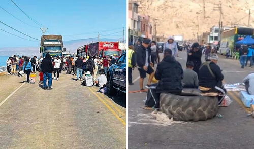 Bloquean carreteras del sur por paro de mineros artesanales en Arequipa.