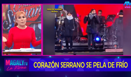 Magaly Medina no toleró que las chicas de Corazón Serrano aparezcan abrigadas en su más reciente concierto. Foto: ATV. Magaly Medina no toleró que las chicas de Corazón Serrano aparezcan abrigadas en su reciente concierto.