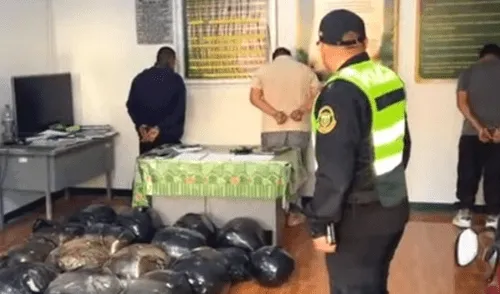 Los 2 policías detenidos por trasladar 90 kilos de marihuana en Huánuco contaban con el apoyo de un civil.
