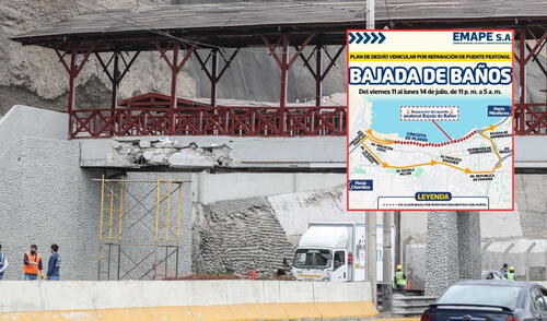 Cierran tramo de la Costa Verde por mantenimiento de puente que fue impactado por camión.