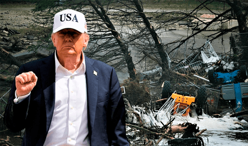 Donald Trump visitó Texas tras una semana de las inundaciones. Foto: composición LR / AFP Donald Trump visitó Texas tras una semana de las inundaciones. Foto: composición LR / AFP