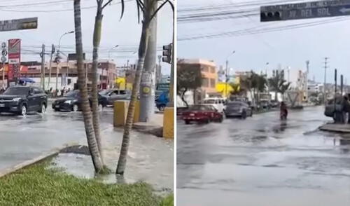 Aniego en Chorrillos ocasiona congestión vehicular en la av. Guardia Civil.