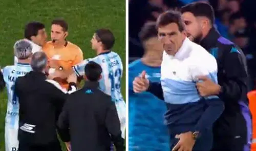 Gustavo Costas se descontroló tras ser expulsado por reclamar. Foto: composición de LR/captura de Disney Plus