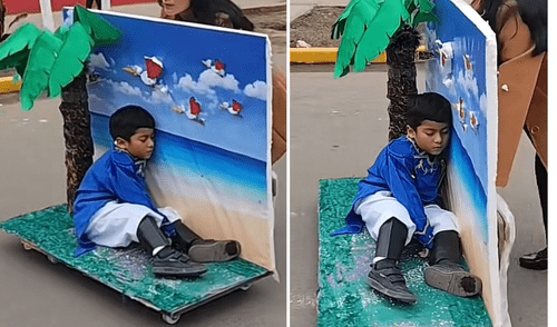 Escolar se disfraza de versión de Don José de San Martín dormido