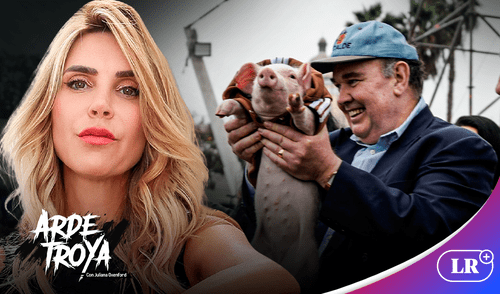 Juliana Oxenford criticó al alcalde de Lima luego de que se descarriló el tren. Foto: Composición/LR Juliana Oxenford, Rafael López Aliaga