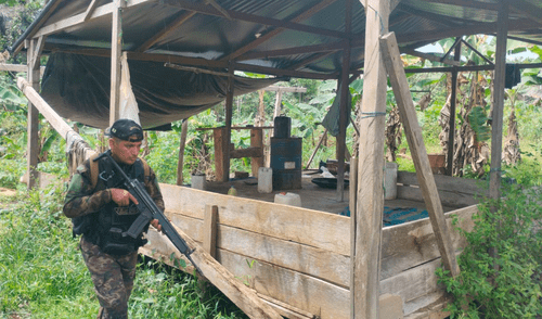 Durante el operativo, también se encontraron campamentos de producción de cocaína, armas de largo alcance y municiones. Foto: Dirandro