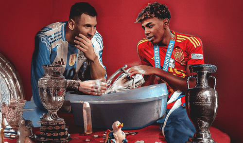 Lionel Messi y Lamine Yamal se formaron en las divisiones menores del Barcelona de España. Foto: Sportskeeda Messi vs Yamal: se confirma la fecha para la Finalissima entre Argentina y España