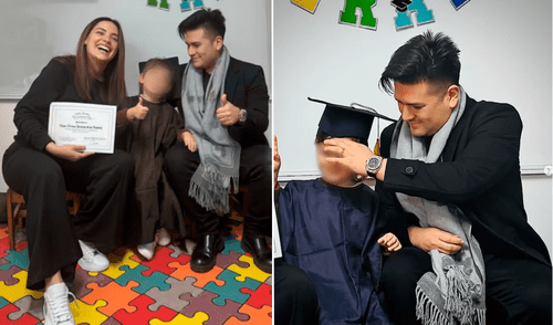 Cassandra Sánchez y Deyvis Orosco celebran la graduación de su pequeño hijo.