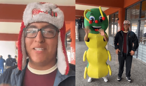 Junior Román acampó ocho días para convertirse en el 'Gusano Legendario' de San Marcos. Foto: Composición LR/ RPP Junior Román, el estudiante de UNMSM que acampó ocho días para convertirse en el 'Gusano Legendario' del almuerzo especial