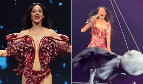 Katy Perry sufre accidendente en medio de su concierto y casi cae del aire mientras estaba cantando.