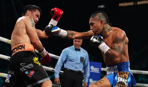 Manny Pacquiao buscaba arrebatarle el cinturón de campeón a Mario Barrios. Foto: Premier Boxing Champions Manny Pacquiao vs Mario Barrios EN VIVO HOY por el título mundial peso wélter CMB