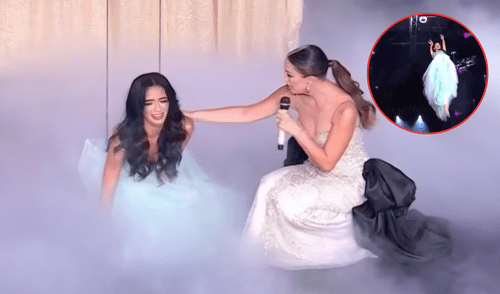 Cubana Laura Pérez cayó desde 3 metros en Miss Universe Latina.