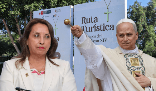 Mandataria fue corregida por la ministra de Turismo y Comercio Exterior, Desilú León, tras anunciar con entusiasmo añadir una provincia que ya figuraba en la ruta. Foto: composición LR Dina Boluarte Papa León XIV