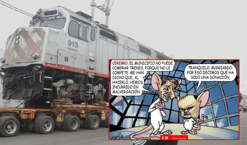 Carlincatura de hoy, martes 22 de julio, sobre los trenes donados al municipio. Foto: Composición/LR Carlincatura