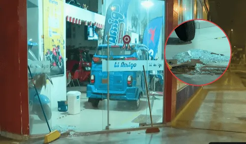 Detonan explosivo en tienda de motos en Comas. Foto: Composición LR Detonan explosivo en tienda de motos en Comas.