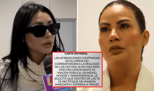 Pamela Franco exige a Pamela López que retire sus acusaciones falsas en 72 horas mediante medios de comunicación.