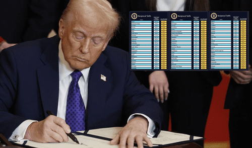 Donald Trump anunció un arancel de entre el 15% y el 50% en una cumbre sobre inteligencia artificial. Foto: composición LR Donald Trump anunció un arancel de entre el 15% y el 50% en una cumbre sobre inteligencia artificial