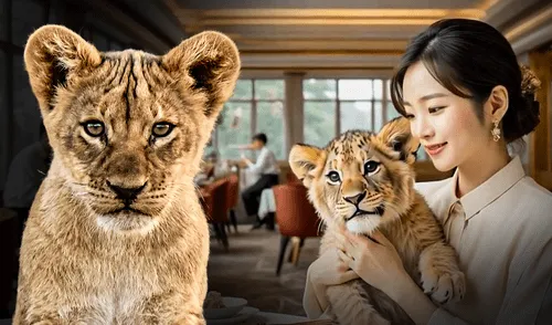 Polémico restaurante en China ofrece selfies y abrazos con cachorros de león