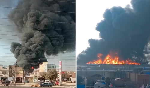 Al menos 20 unidades de bomberos atienden la emergencia. Foto: Composición LR Al menos 8 unidades de bomberos atienden la emergencia. Foto: Composición LR