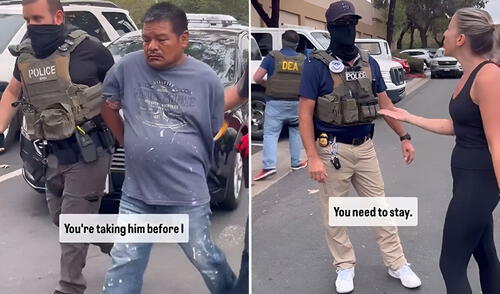 Durante un operativo de ICE en un Home Depot de Encinitas, California, una mujer estadounidense intentó ayudar a un inmigrante arrestado.