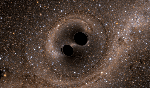 Astrónomos observaron la fusión de dos agujeros negros a miles de años de luz de distancia. Foto: LIGO/SXS Astrónomos observaron la fusión de dos agujeros negros a miles de años de luz de distancia.