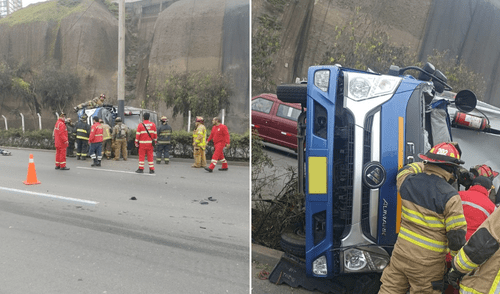 Accidente en la Costa Verde deja un fallecido. Miembros del Cuerpo General de Bomberos Voluntarios del Perú está en el lugar brindando ayuda.
