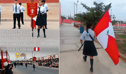 La madre de la adolescente muestra en el video su orgullo de que su hija levante la bandera peruana bien en alto en los desfiles escolares.