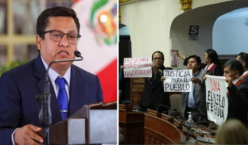César Vásquez defendió a Dina Boluarte de las manifestaciones durante su mensaje a la nación.Foto: composición LR César Vásquez defendió a Dina Boluarte de las manifestaciones durante su mensaje a la nación.Foto: composición LR