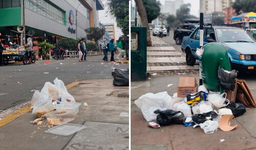 Al término del Desfile Cívico-Militar 2025, la av. Brasil quedó con basura en distintos puntos. Foto: Composición LR/Marcia Chahua