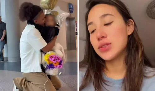 Youna recibió con globos y flores en el aeropuerto a su menor hija, luego de que la pequeña saliera de Perú.