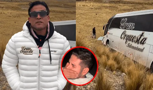 Christian Domínguez y los integrantes de La Gran Orquesta terminaron golpeados tras accidente