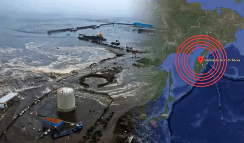 Foto: Composición LR/EFE Se levantaron las alertas de tsunami en el Pacífico 24 horas después del terremoto de 8,8 de Rusia