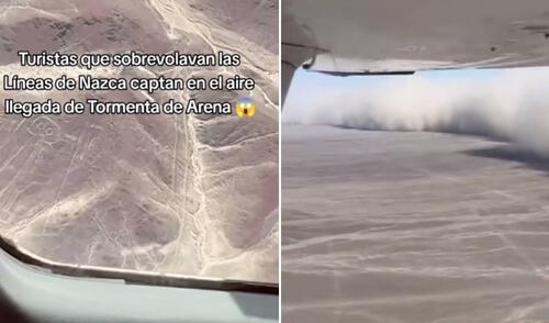 Los turistas viajaban en una avioneta cuando veían desde el cielo cómo avanzaba la tormenta de arena. Los turistas viajaban en una avioneta cuando veían desde el cielo cómo avanzaba la tormenta de arena.