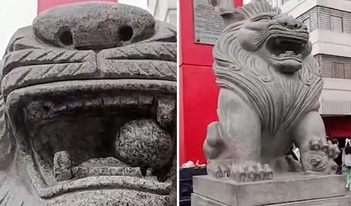Nuevamente los Leones de Fu en el Barrio Chino fueron vandalizados por inescrupulosos. Foto: Composición LR Nuevamente los Leones de Fu en el Barrio Chino fueron vandalizados por inescrupulosos. Foto: Composición LR