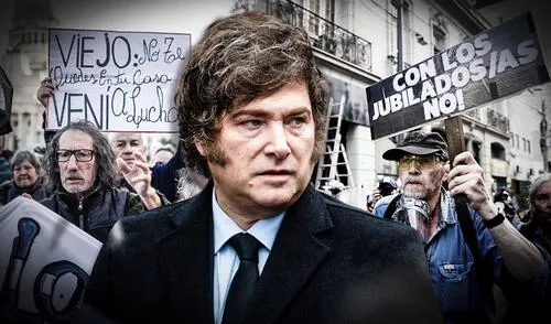 El presidente de Argentina, Javier Milei, vetó un paquete legislativo que incluía incrementos en jubilaciones y pensiones. Foto: composición LR/AFP Milei veta aumento de pensiones a jubilados y personas con discapacidad en Argentina: "No hay plata"