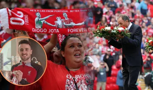 Anfield y su enorme homenaje a Diogo Jota, tras su muerte.