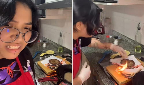 Tiktoker peruana vive momento tenso al cocinar en vivo.