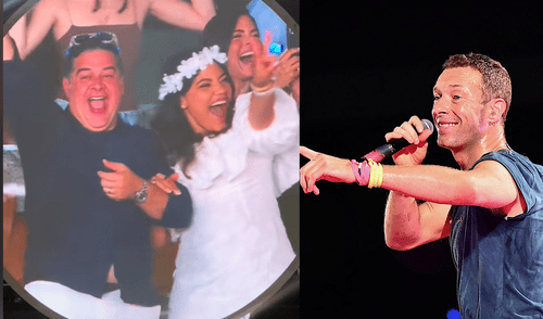 Chris Martin sorprende a pareja durante la 'kiss cam'.