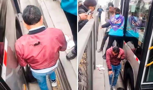 Pasajero cae de Metropolitano en marcha y resulta herido. Pasajero cae de Metropolitano en marcha y resulta herido: puerta del vehículo se habría abierto, según testigos