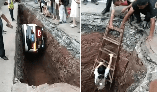 'Robotaxi' sin conductor cae en pozo en China y genera alarma por este tipo de vehículos: pasajera fue rescatada con escalera