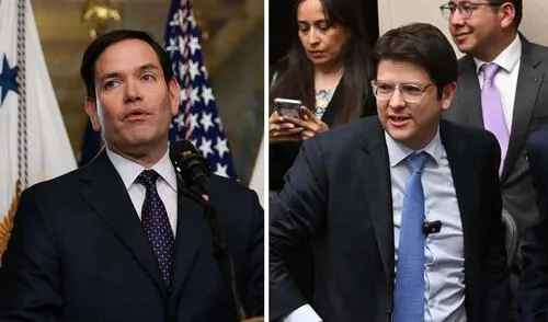 El secretario de Estado de EE.UU., Marco Rubio, lamentó la muerte de Miguel Uribe Turbay, víctima de un atentado. Foto: composición LR/AFP Marco Rubio, secretario de Estado de EE. UU., exige justicia por muerte del precandidato colombiano Miguel Uribe