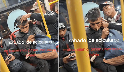 El momento fue grabado en el Transmilenio de Bogotá.