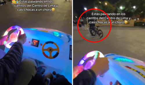 Peruana casi atropella ladrón en carro de juguete en Plaza San Martín