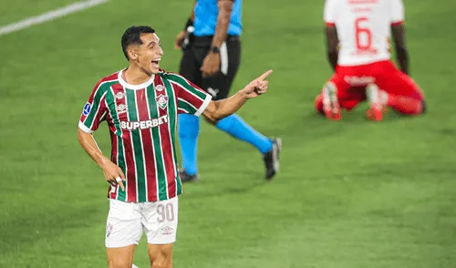 Kevin Serna saco un derechazo que venció al portero del América de Cali en la Copa Sudamericana. Foto: Fluminense