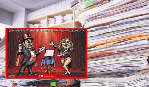 Carlincatura retrata la pérdida de expedientes judiciales. Foto: composición LR Carlincatura retrata la pérdida de expedientes judiciales.