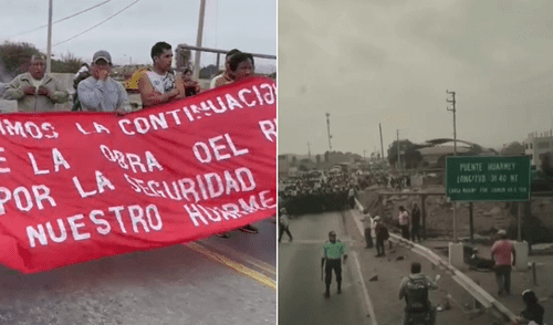 Agricultores protestan en Panamericana Norte y exigen retomar obras ante posible crecida del rio Huarmey